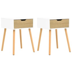 vidaXL Mesitas de noche 2 uds madera ingeniería blanco y roble Sonoma