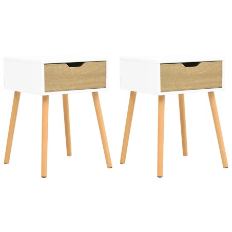vidaXL Mesitas de noche 2 uds madera ingeniería blanco y roble Sonoma
