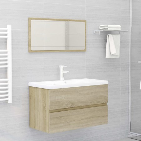 vidaXL Set de muebles de baño 2 pzas contrachapada roble Sonoma
