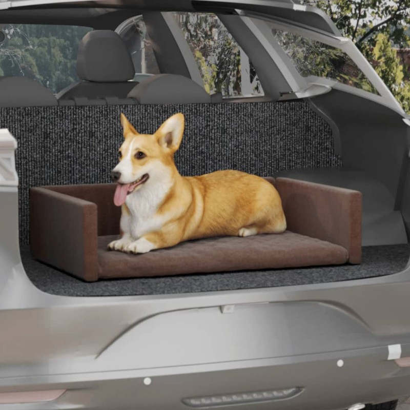 vidaXL Cama de maletero coche de perros aspecto de lino marrón 70x45cm vidaXL Cama de maletero coche de perros aspecto de lino marrón 70x45cm