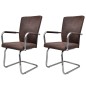 vidaXL Sillas de comedor voladizas 2 unidades leathaire marrón vidaXL Sillas de comedor voladizas 2 unidades leathaire marrón