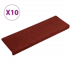 vidaXL Alfombrillas de escalera 10 unidades rojo burdeos 65x21x4 cm