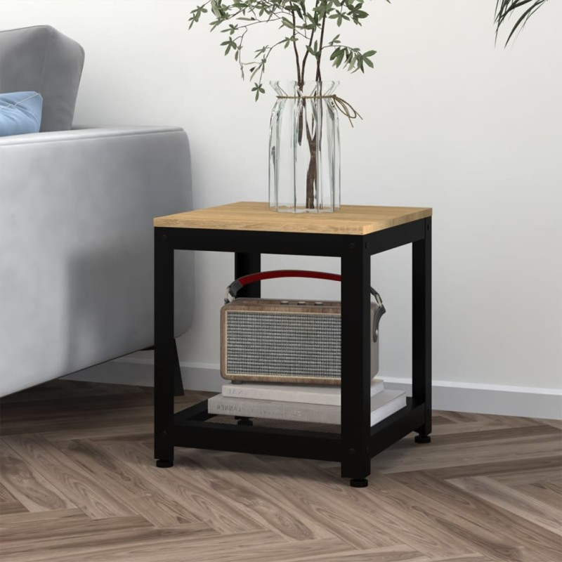 vidaXL Mesita auxiliar MDF y hierro marrón claro y negro 40x40x45 cm vidaXL Mesita auxiliar MDF y hierro marrón claro y negro 40x40x45 cm