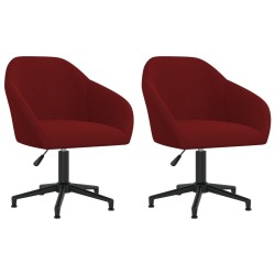 vidaXL Sillas de comedor giratorias 2 uds terciopelo rojo vino tinto