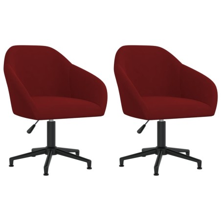 vidaXL Sillas de comedor giratorias 2 uds terciopelo rojo vino tinto