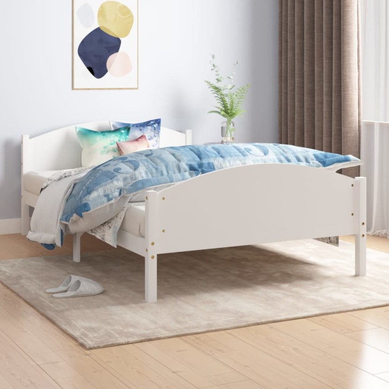 vidaXL Estructura de cama de madera maciza de pino blanco 140x200 cm vidaXL Estructura de cama de madera maciza de pino blanco 140x200 cm