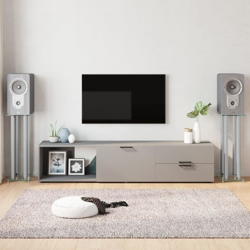vidaXL Soportes de altavoces 2 uds vidrio templado plateado 4 pilares vidaXL Soportes de altavoces 2 uds vidrio templado plateado 4 pilares