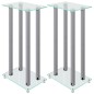 vidaXL Soportes de altavoces 2 uds vidrio templado plateado 4 pilares vidaXL Soportes de altavoces 2 uds vidrio templado plateado 4 pilares