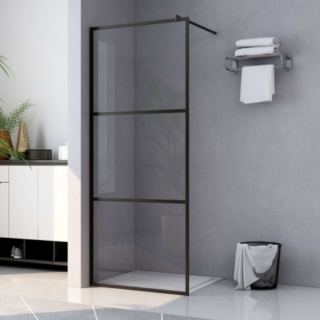 vidaXL Mampara ducha accesible vidrio ESG transparente negro 115x195cm