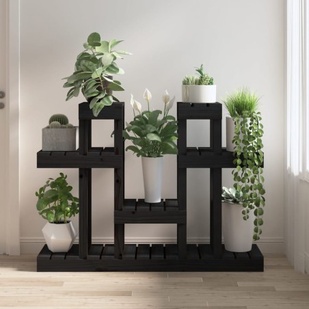 vidaXL Soporte para plantas madera maciza pino negro 104,5x25x77,5 cm