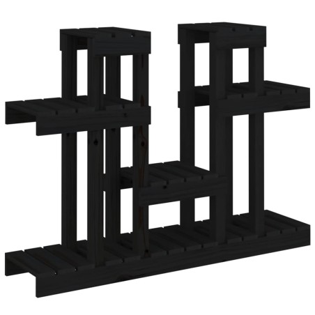 vidaXL Soporte para plantas madera maciza pino negro 104,5x25x77,5 cm