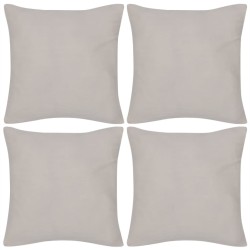 4 fundas beige para cojines de algodón, 40 x 40 cm