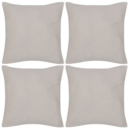 4 fundas beige para cojines de algodón, 40 x 40 cm
