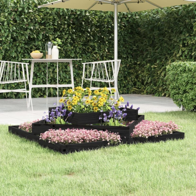 vidaXL Jardinera madera maciza de pino negro 112x112x27 cm vidaXL Jardinera madera maciza de pino negro 112x112x27 cm