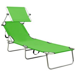 vidaXL Tumbona plegable con toldo aluminio verde