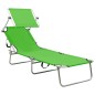 vidaXL Tumbona plegable con toldo aluminio verde vidaXL Tumbona plegable con toldo aluminio verde