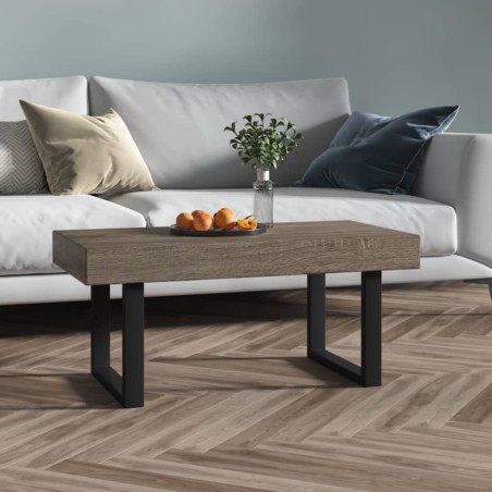 vidaXL Mesa de centro MDF y hierro gris y negro 90x45x40 cm