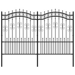 vidaXL Valla de jardín con punta de lanza acero recubierto negro 190cm