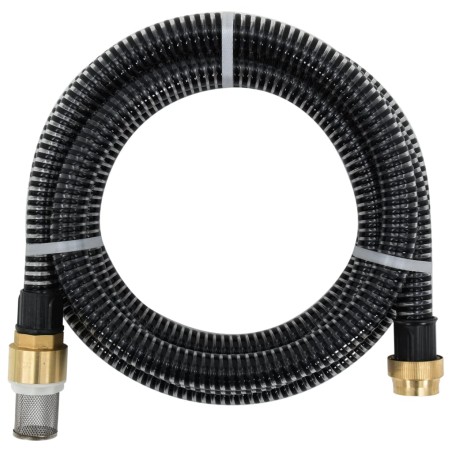 vidaXL Manguera de succión con conectores de latón PVC negro 29 mm 15m