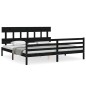 vidaXL Estructura de cama con cabecero madera maciza negro 200x200 cm vidaXL Estructura de cama con cabecero madera maciza negro 200x200 cm