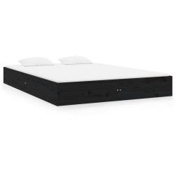 vidaXL Estructura de cama madera maciza negro 150x200 cm