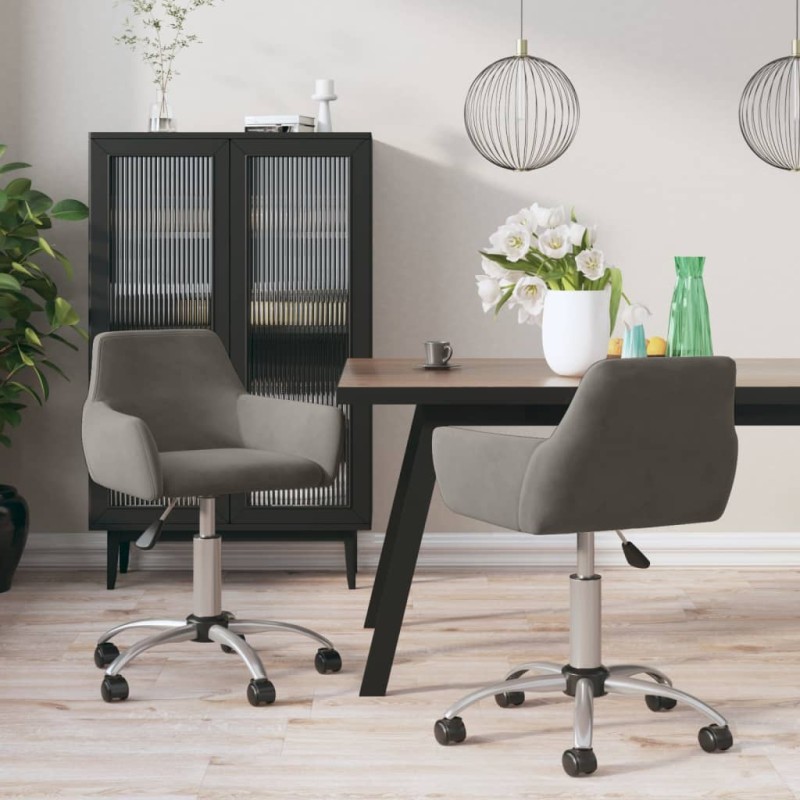 vidaXL Sillas de comedor giratorias 2 unidades terciopelo gris oscuro vidaXL Sillas de comedor giratorias 2 unidades terciopelo gris oscuro