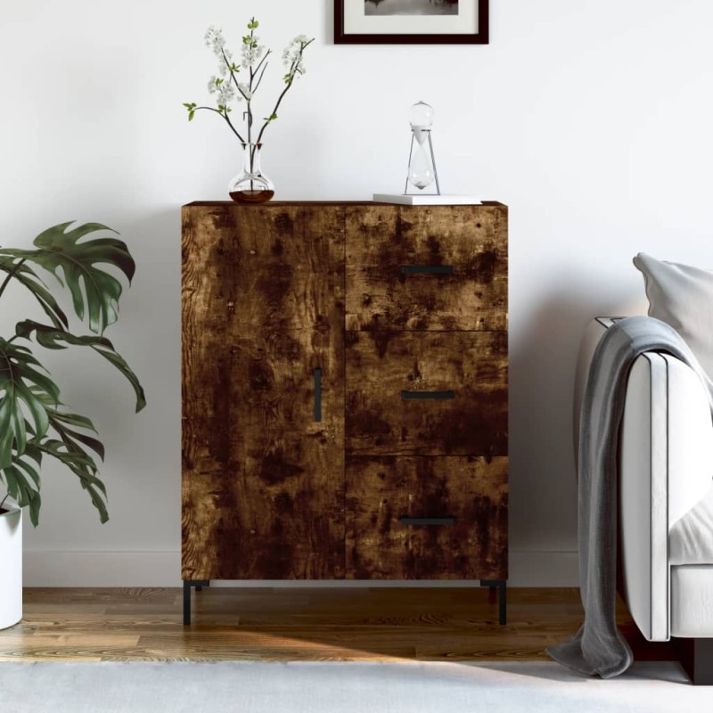 vidaXL Aparador de madera de ingeniería roble ahumado 69,5x34x90 cm