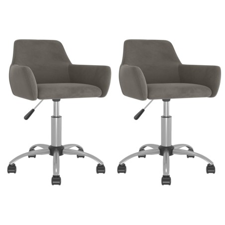 vidaXL Sillas de comedor giratorias 2 unidades terciopelo gris oscuro