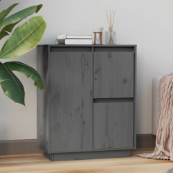 vidaXL Aparador de madera maciza de pino gris 60x34x75 cm