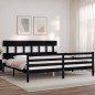 vidaXL Estructura de cama con cabecero madera maciza negro 200x200 cm vidaXL Estructura de cama con cabecero madera maciza negro 200x200 cm