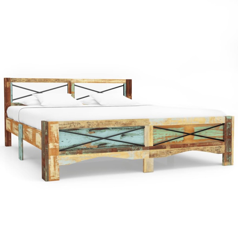 vidaXL Estructura de cama de madera maciza reciclada 140x200 cm vidaXL Estructura de cama de madera maciza reciclada 140x200 cm