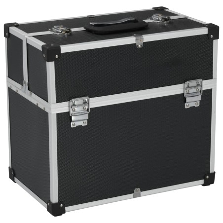 vidaXL Caja de herramientas aluminio negro 38x22,5x34 cm 
