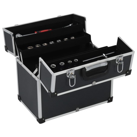vidaXL Caja de herramientas aluminio negro 38x22,5x34 cm 