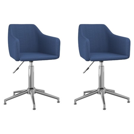 vidaXL Sillas de comedor giratorias 2 unidades tela azul