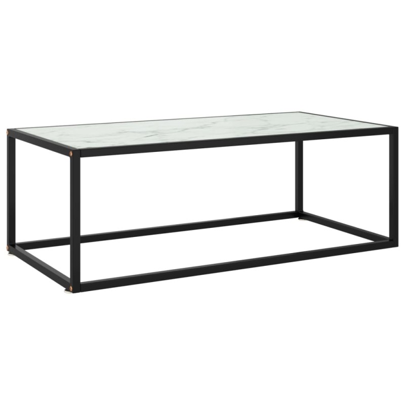 vidaXL Mesa de centro negra con vidrio de mármol blanco 100x50x35 cm vidaXL Mesa de centro negra con vidrio de mármol blanco 100x50x35 cm