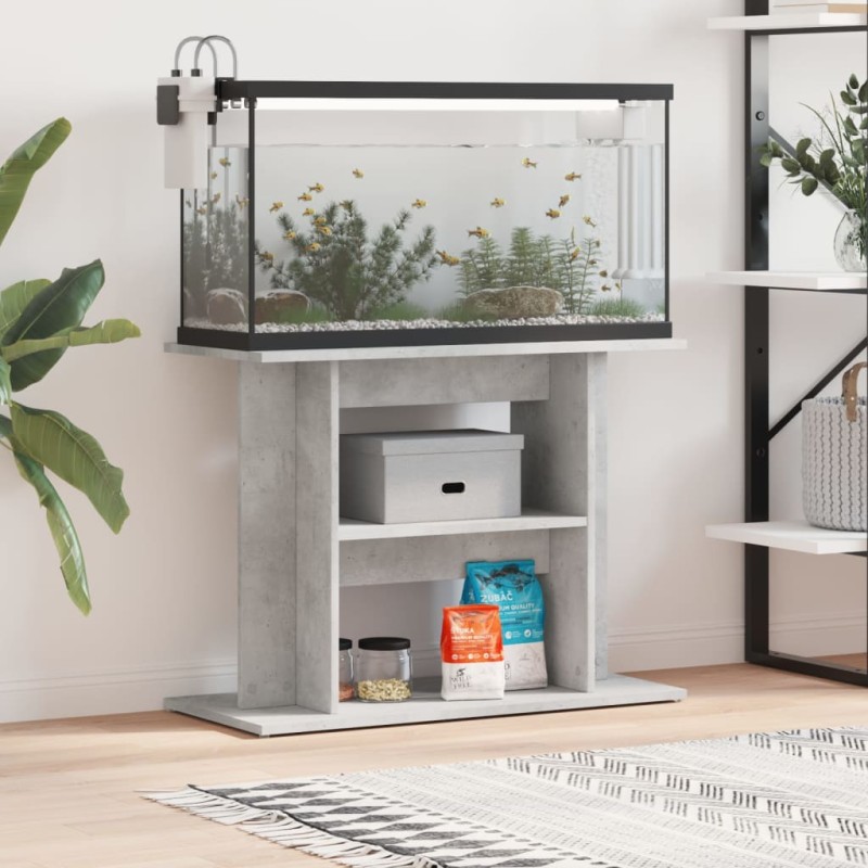 vidaXL Soporte para acuario madera ingeniería gris hormigón 80x35x60cm vidaXL Soporte para acuario madera ingeniería gris hormigón 80x35x60cm