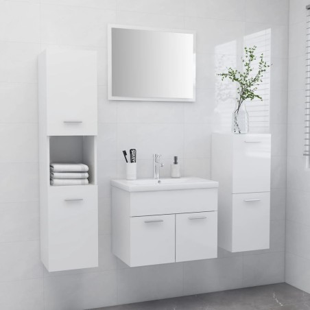 vidaXL Juego de muebles de baño madera de ingeniería blanco brillo