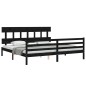 vidaXL Estructura de cama con cabecero madera maciza negro 200x200 cm vidaXL Estructura de cama con cabecero madera maciza negro 200x200 cm