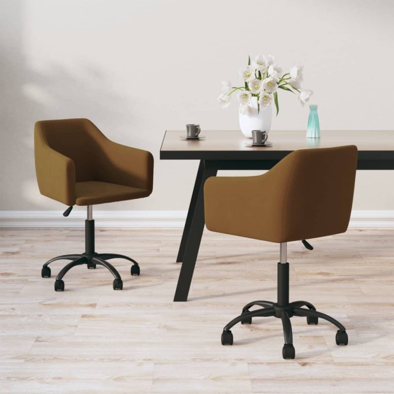 vidaXL Sillas de comedor giratorias 2 unidades terciopelo marrón vidaXL Sillas de comedor giratorias 2 unidades terciopelo marrón