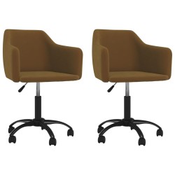 vidaXL Sillas de comedor giratorias 2 unidades terciopelo marrón