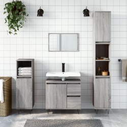vidaXL Armario de baño madera contrachapada gris Sonoma 65x33x60 cm