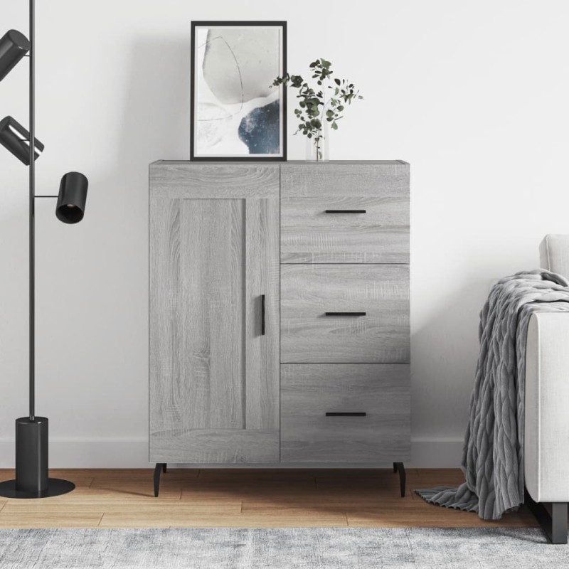 vidaXL Aparador de madera de ingeniería gris Sonoma 69,5x34x90 cm