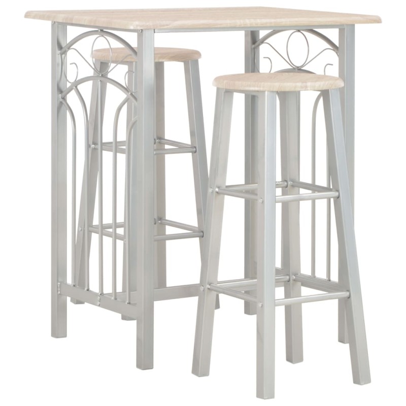 vidaXL Set mesa y sillas altas de cocina 3 piezas madera y acero vidaXL Set mesa y sillas altas de cocina 3 piezas madera y acero
