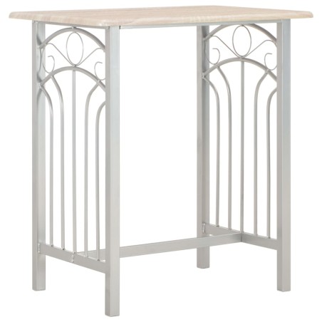 vidaXL Set mesa y sillas altas de cocina 3 piezas madera y acero