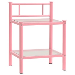 vidaXL Mesita de noche metal vidrio rosa y transparente 45x34,5x60,5cm