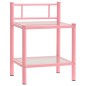 vidaXL Mesita de noche metal vidrio rosa y transparente 45x34,5x60,5cm vidaXL Mesita de noche metal vidrio rosa y transparente 45x34,5x60,5cm