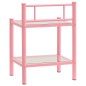vidaXL Mesita de noche metal vidrio rosa y transparente 45x34,5x60,5cm vidaXL Mesita de noche metal vidrio rosa y transparente 45x34,5x60,5cm