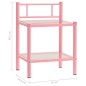 vidaXL Mesita de noche metal vidrio rosa y transparente 45x34,5x60,5cm vidaXL Mesita de noche metal vidrio rosa y transparente 45x34,5x60,5cm