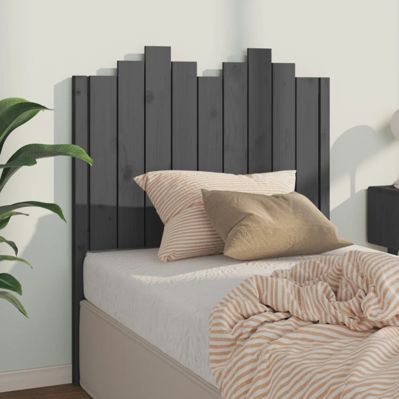 vidaXL Cabecero de cama madera maciza de pino gris 96x4x110 cm vidaXL Cabecero de cama madera maciza de pino gris 96x4x110 cm