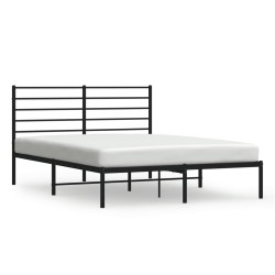 vidaXL Estructura de cama con cabecero metal negro 135x190 cm
